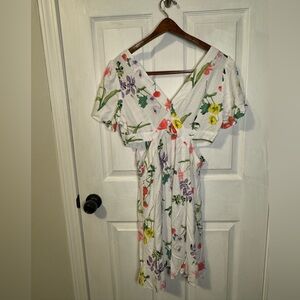 Botanical Cutout Side Flutter Dress